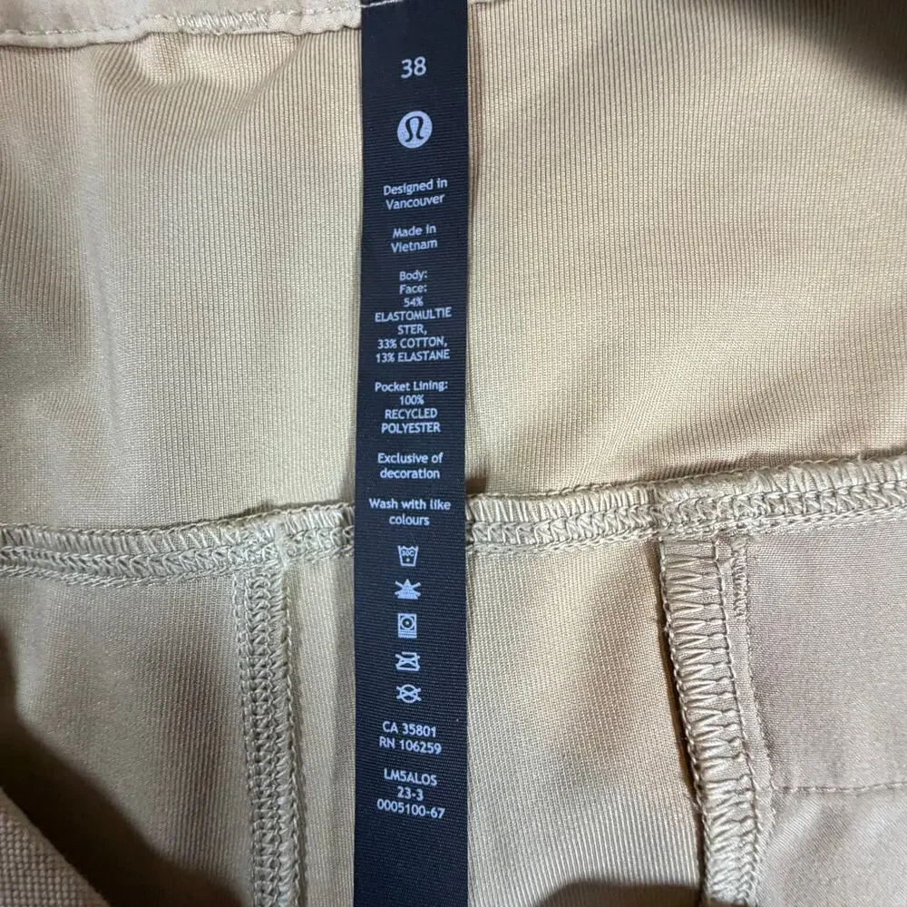 Lululemon Utilitech Carpenter Pant Stretch Ventilated Gusset LM5ALOS Tan Sz 38